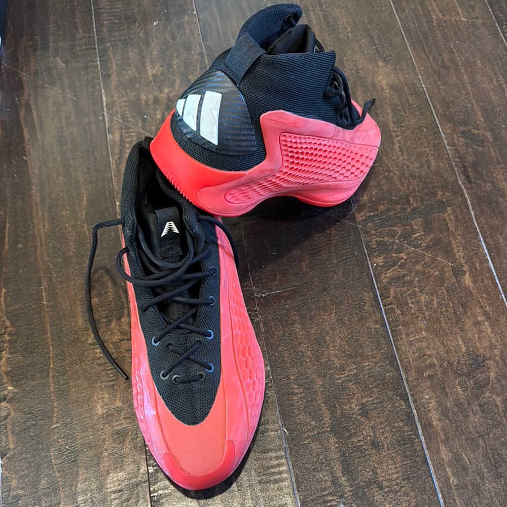 Adidas Red and Black High-Top Sneakers